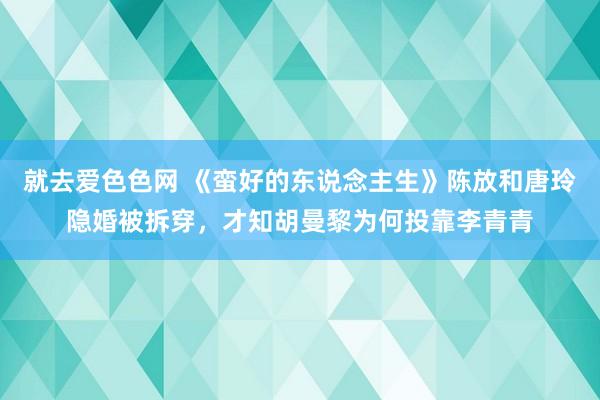 就去爱色色网 《蛮好的东说念主生》陈放和唐玲隐婚被拆穿，才知胡曼黎为何投靠李青青